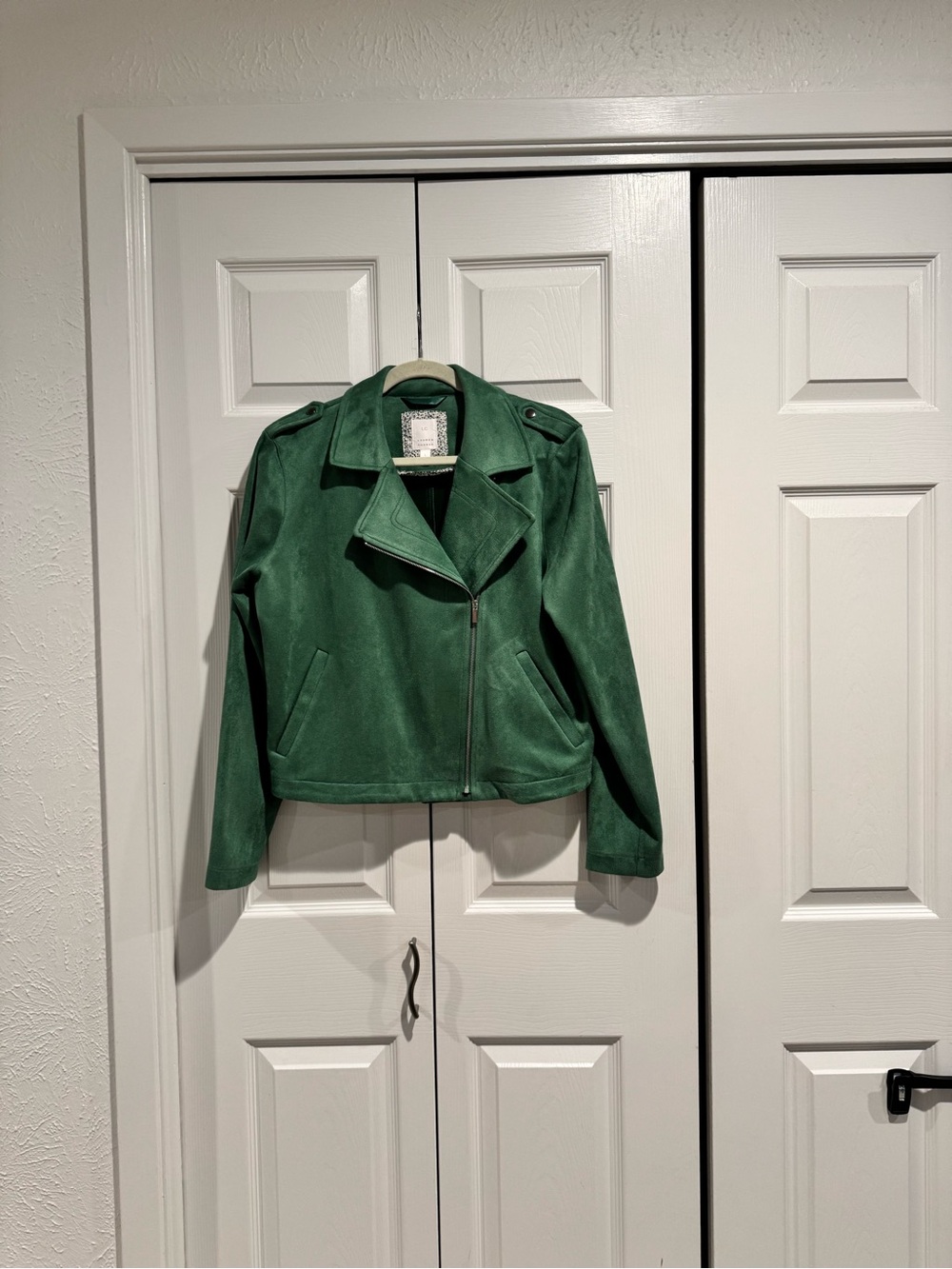 LC Lauren Conrad Green Suede Moto Jacket